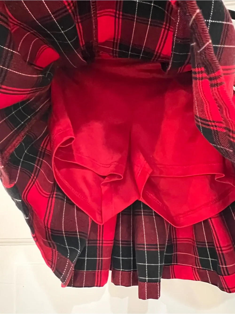 Justice Plaid Pleated Scooter Skort Girls Size 7 Red Tartan Preppy Uniform